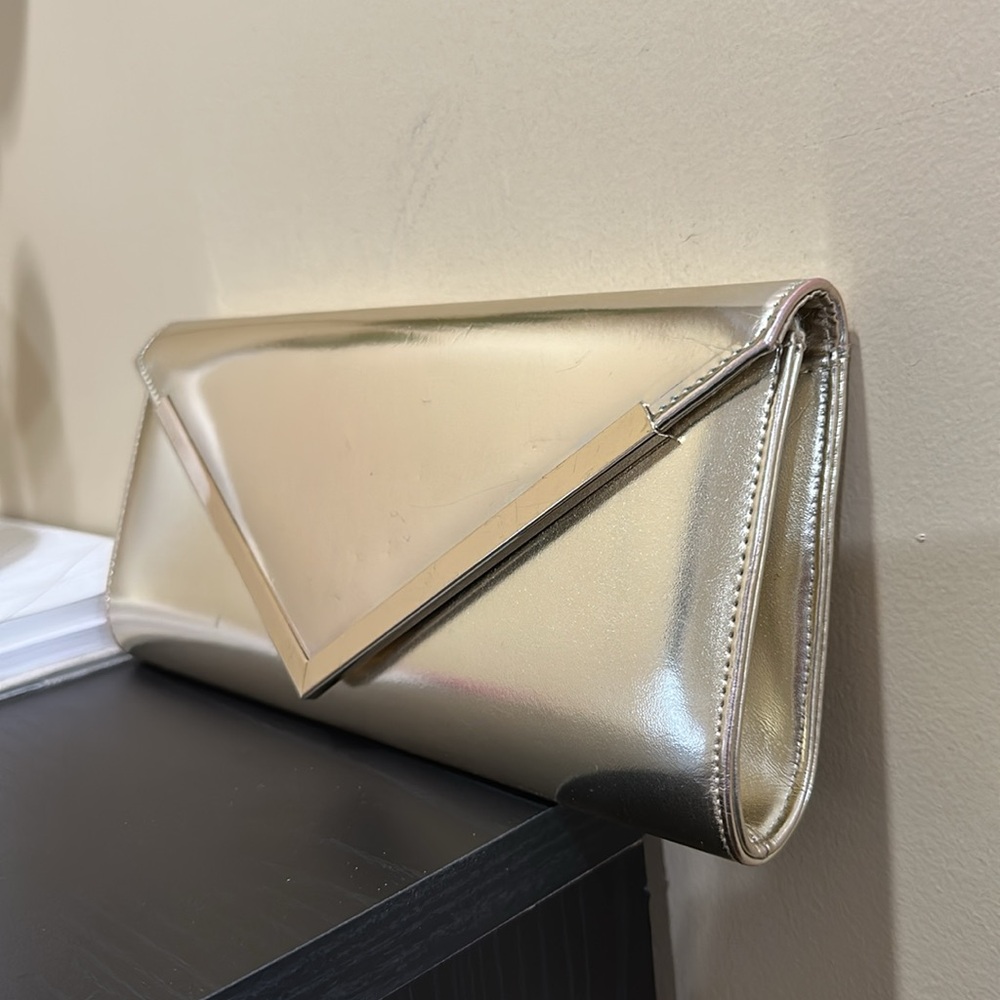 Aldo gold envelope clutch with detachable chain